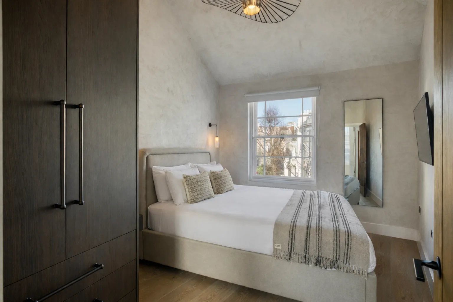 Bedroom design visual for the Notting Hill apartment, scheme two